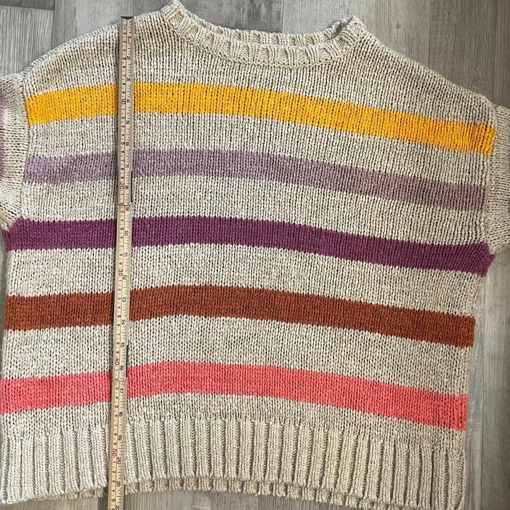 Lou & Grey & LOFT Sweater Womens LARGE Multicolor Chunky Knit Striped Pullover - Picture 6 of 14